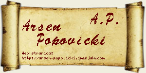 Arsen Popovicki vizit kartica